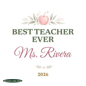 Best Teacher Ever Ornament Pastel, Dainty Apple Cursive Name Ceramic Gift 2026 画像 4