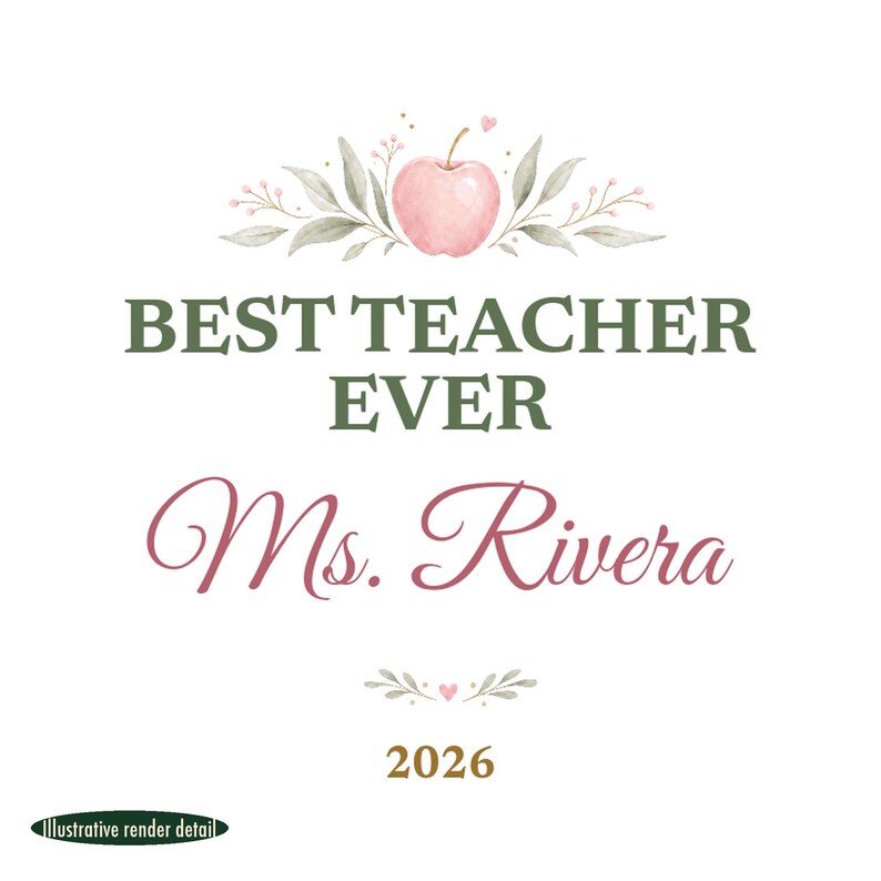 Best Teacher Ever Ornament Pastel, Dainty Apple Cursive Name Ceramic Gift 2026 画像 4