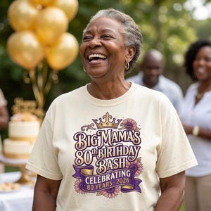 Affordable Big Mama's Birthday Bash Shirt, Black Family Reunion 2026, Milestone Birthday Tee, Personalized image 1