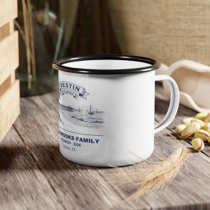 Personalized Family Reunion Enamel Mug, 2026 Destin Gulf Coast Beach Trip Gift, Custom Name Beach Reunion Mug, Family Matching Enamel Cup image 4