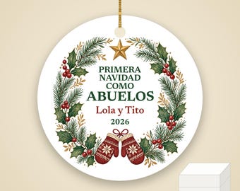 Primera Navidad Como Abuelos Ornament, Spanish Grandparents Names Ceramic 2026