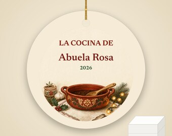 La Cocina de Abuela Ornament Personalized, Spanish Grandma Custom Name Ceramic Keepsake