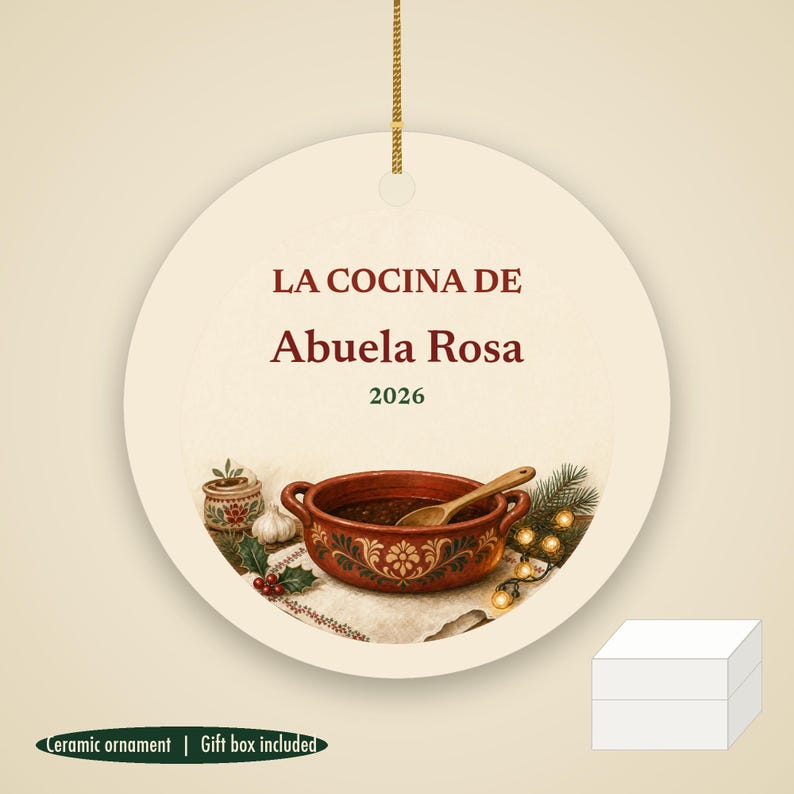 Adorno personalizado de cerámica con el nombre de la abuela española, La Cocina de Abuela imagen 1