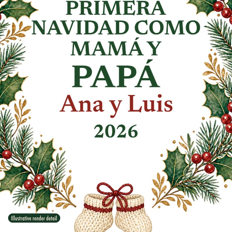 Primera Navidad Como Mama y Papa Ornament 2026, Spanish New Parents Names Ceramic Keepsake, Regalo Bebe image 4
