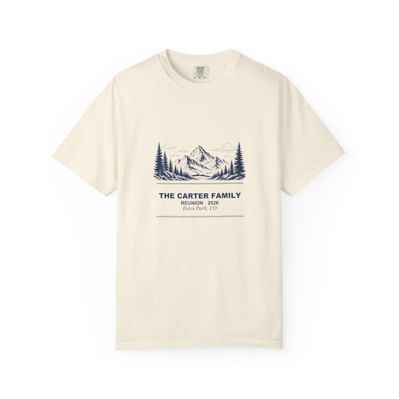 T-shirt personnalisé pour réunion de famille à la montagne, T-shirt personnalisé avec nom 2026, Vacances de groupe assorties, Cadeau pour réunion de famille, Vêtements pour voyage d'été image 3