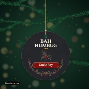 Bah Humbug Christmas Ornament, Funny Grumpy Custom Name Ceramic Keepsake 2026 image 6