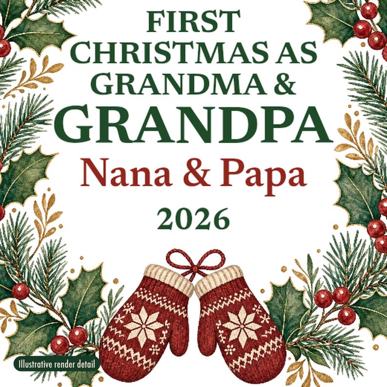First Christmas as Grandma and Grandpa Ornament 2026, Personalized New Grandparents Names Ceramic Keepsake image 4