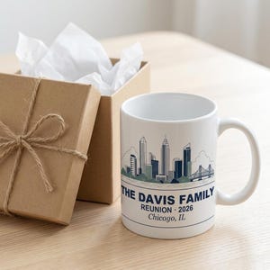 Gepersonaliseerde mok familiereünie, aangepaste koffiekop skyline stad, aandenken 2026 afbeelding 11