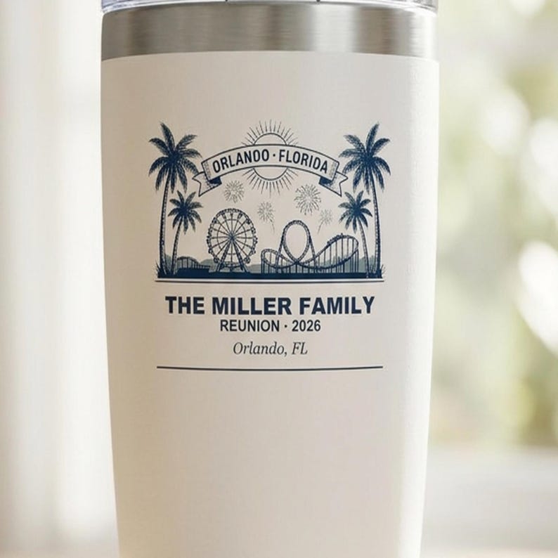 Personalized Family Reunion Tumbler 20oz Custom Orlando 2026 Name Travel Cup, family travel cup, matching family cup, gift for reunion image 2