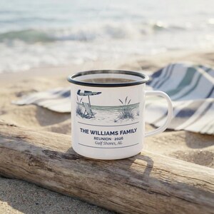Personalized Family Reunion Enamel Camp Mug, Beach 2026 Camp Cup image 4