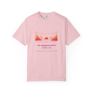 Camiseta personalizada para barbacoa de reunión familiar, camiseta con nombre personalizado y puesta de sol, camiseta a juego para grupo de reunión familiar 2026, regalo para barbacoa de reunión de verano imagen 5