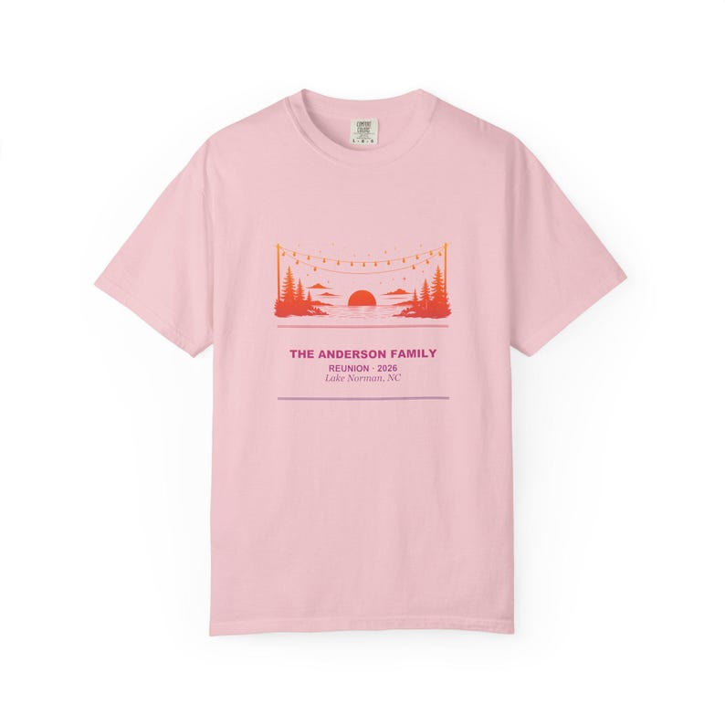 Camiseta personalizada para barbacoa de reunión familiar, camiseta con nombre personalizado y puesta de sol, camiseta a juego para grupo de reunión familiar 2026, regalo para barbacoa de reunión de verano imagen 5