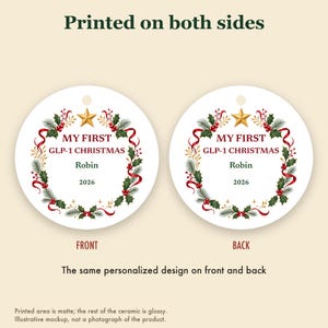 My First GLP-1 Christmas Ornament, Funny Milestone Gift, Custom Name Ceramic Keepsake 2026 image 8