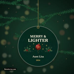 Merry and Lighter Christmas Ornament, Funny GLP-1 Christmas Gift, Custom Name Ceramic Keepsake 2026 Bild 6