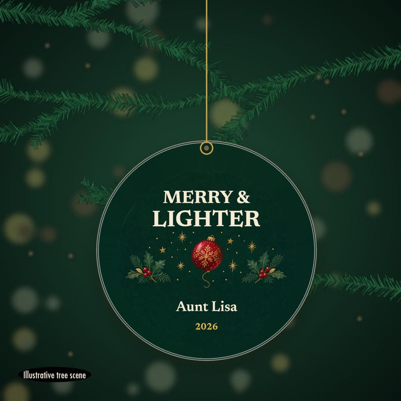 Merry and Lighter Christmas Ornament, Funny GLP-1 Christmas Gift, Custom Name Ceramic Keepsake 2026 Bild 6