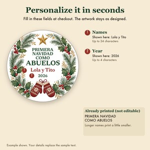 Primera Navidad Como Abuelos Ornament, Spanish Grandparents Names Ceramic 2026 image 3