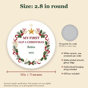 My First GLP-1 Christmas Ornament, Funny Milestone Gift, Custom Name Ceramic Keepsake 2026 image 5