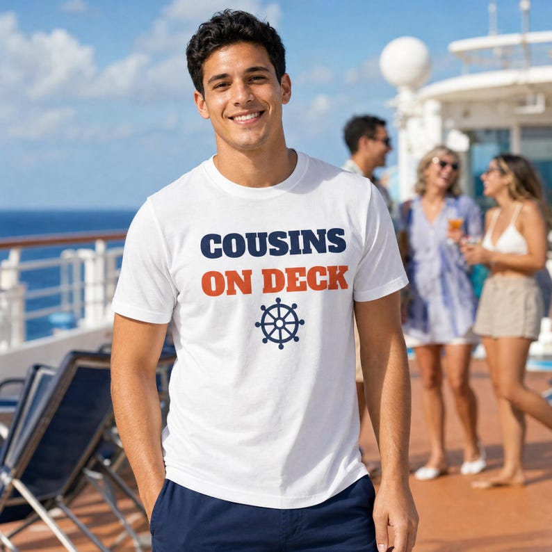 Cousins on Deck Shirt, Matching Cousin Cruise Tee afbeelding 1