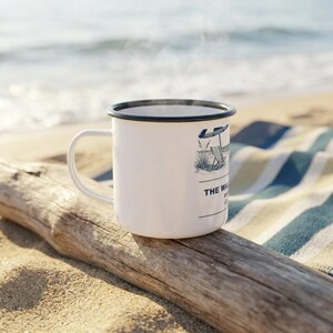 Personalized Family Reunion Enamel Camp Mug, Beach 2026 Camp Cup image 1