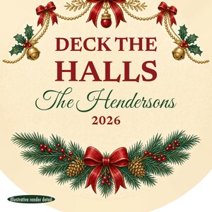 Deck the Halls Christmas Ornament, Classic Garland Custom Family Name Ceramic 2026 image 4