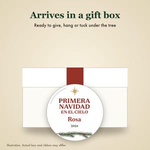 Primera Navidad en el Cielo Ornament, Spanish Memorial Remembrance Ceramic Personalized imagem 7