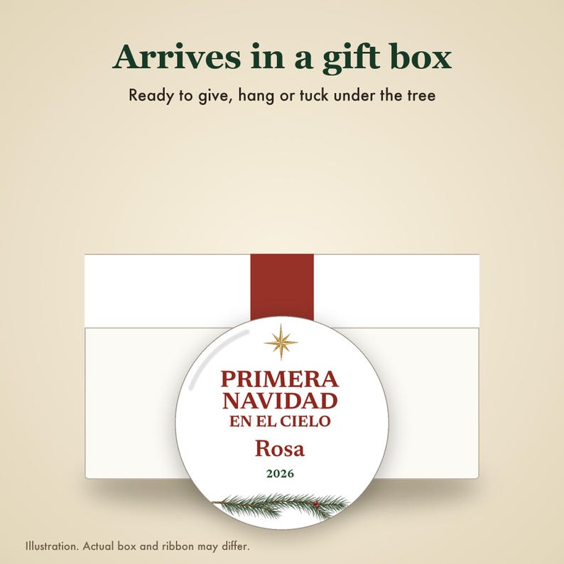 Primera Navidad en el Cielo Ornament, Spanish Memorial Remembrance Ceramic Personalized imagem 7