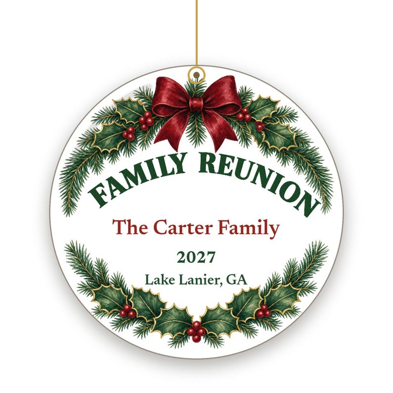 Family Reunion Ornament Set Personalized, Bulk Matching Ceramic Keepsakes, Custom Name Year image 2