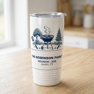 Personalisierter Familientreffen-Becher, kundenspezifischer BBQ-Reisebecher, passender Grillabend 2026 Bild 1