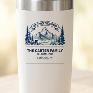 Smoky Mountains Family Reunion 2026 Personalized Tumbler – Custom Name Travel Cup image 3