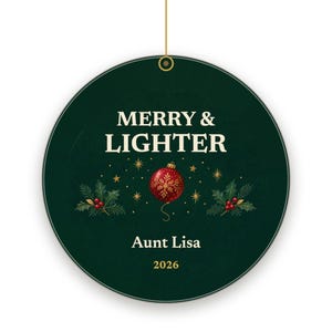 Merry and Lighter Christmas Ornament, Funny GLP-1 Christmas Gift, Custom Name Ceramic Keepsake 2026 Bild 2