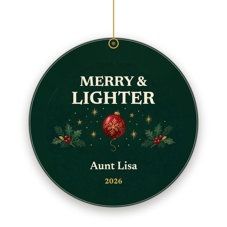 Merry and Lighter Christmas Ornament, Funny GLP-1 Christmas Gift, Custom Name Ceramic Keepsake 2026 Bild 2