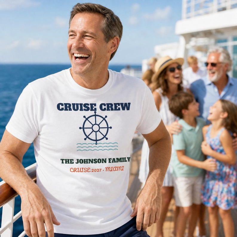 Camiseta familiar para tripulación de crucero personalizada / Nombre, año y puerto personalizados, camiseta familiar a juego para crucero imagen 1