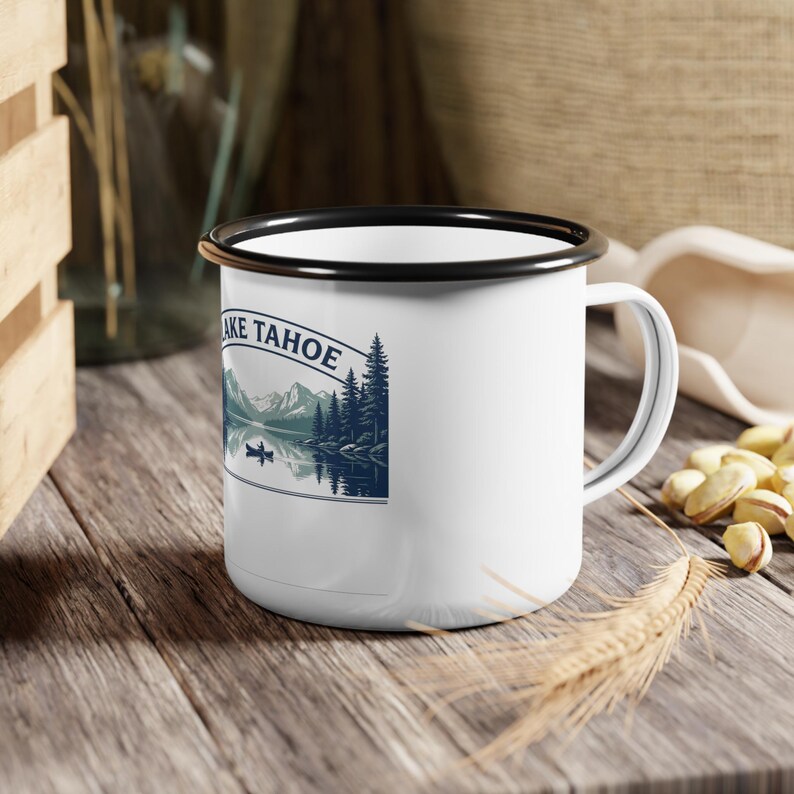 Personalized Lake Tahoe Family Reunion Mug 2026, Custom Enamel Camp Cup, Matching Vacation Keepsake image 1