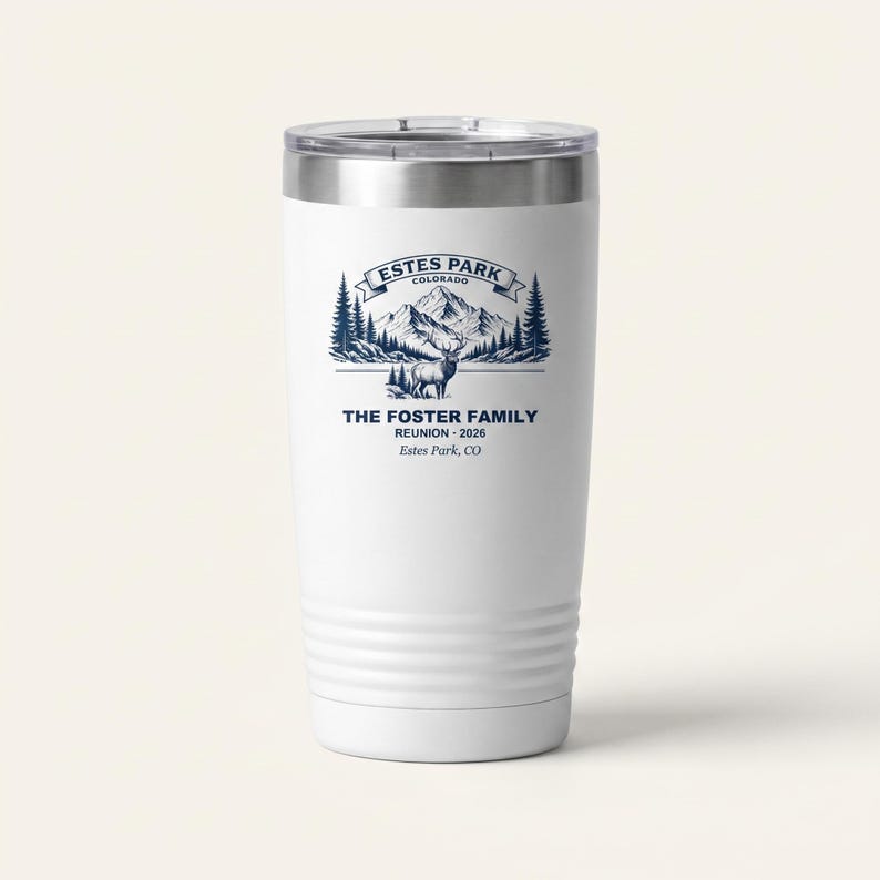 Estes Park Family Reunion Tumbler, Personalized 2026 Custom Name, Rocky Mountain Trip Keepsake Gift image 1