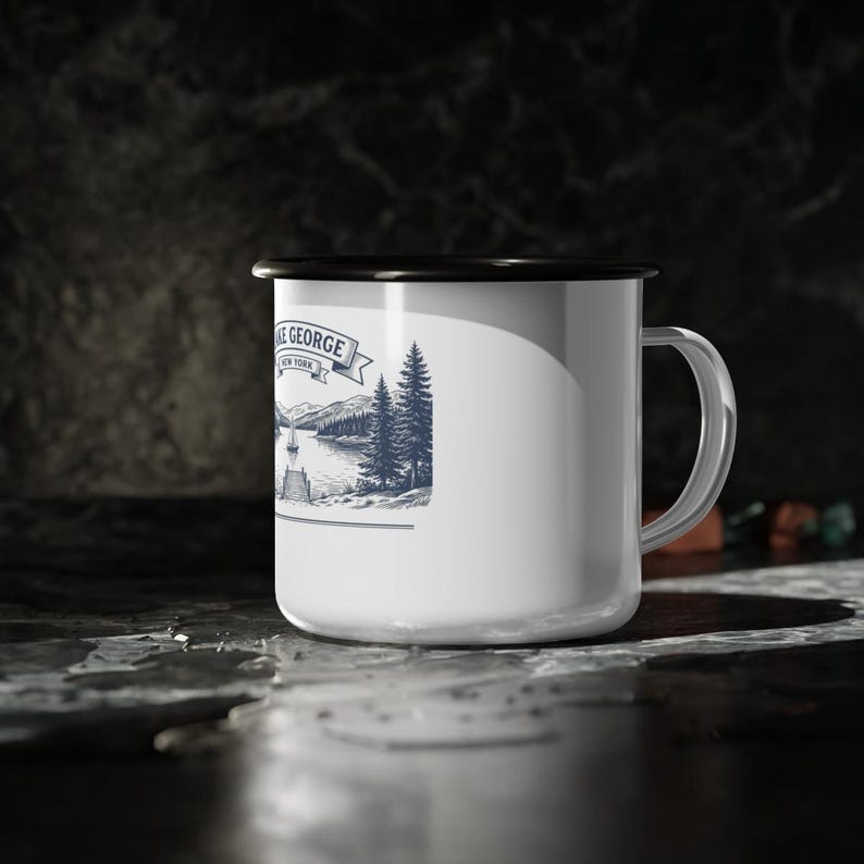 Personalized Family Reunion Mug, Lake George Enamel Camp Cup, Adirondacks Custom Name Travel Mug, 2026 Family Gathering Keepsake Gift image 3