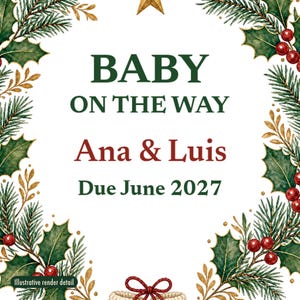 Ornement de Noël « Bébé en route » 2027, prénoms des parents personnalisés, annonce de grossesse, souvenir en céramique image 4