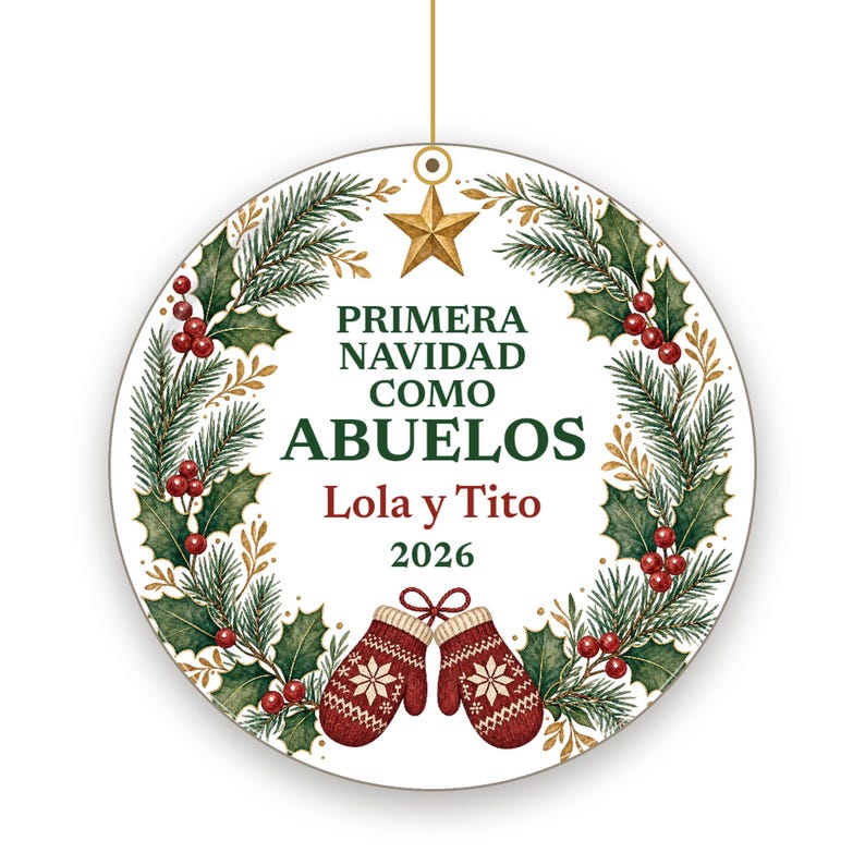 Primera Navidad Como Abuelos Ornament, Spanish Grandparents Names Ceramic 2026 image 2