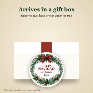 Feliz Navidad Family Name Ornament, Bilingual Spanish Custom Ceramic Keepsake 2026 image 7