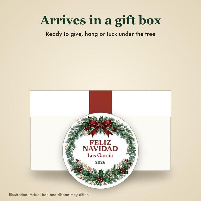 Feliz Navidad Family Name Ornament, Bilingual Spanish Custom Ceramic Keepsake 2026 image 7