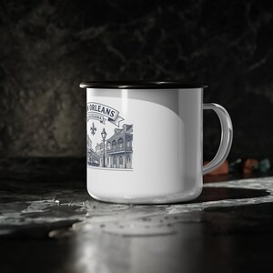 Personalized New Orleans Family Reunion Enamel Campfire Mug, Custom Name French Quarter Coffee Cup, Reunion Gift, 2026 Keepsake, Shipping image 2