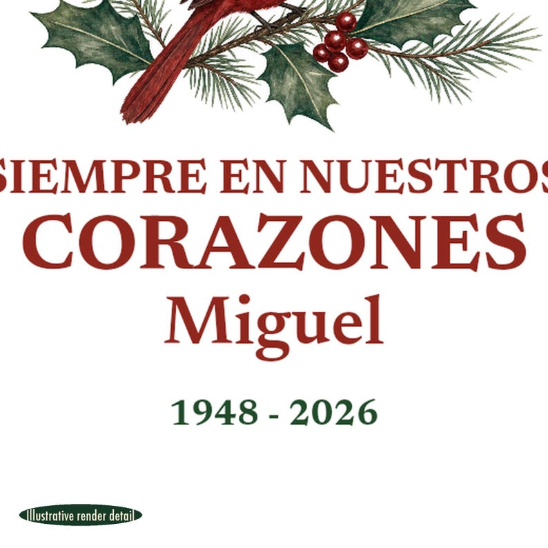 Siempre en Nuestros Corazones Ornament, Spanish Memorial Custom Name Ceramic Keepsake afbeelding 4