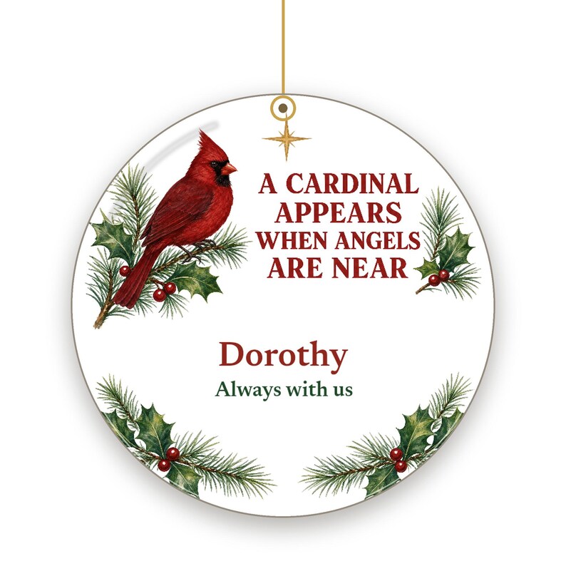 Cardinal Memorial Christmas Ornament Personalized, Remembrance Ceramic Keepsake Gift Bild 2