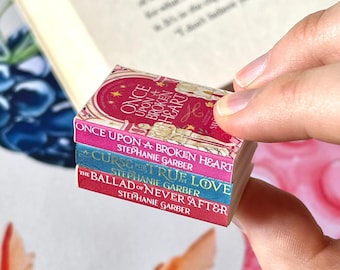 Mini Once Upon a Broken Heart Books (set of 3 mini books) | Miniature Tiny Bookshelves Bookish Decor Library Accessories cute romance