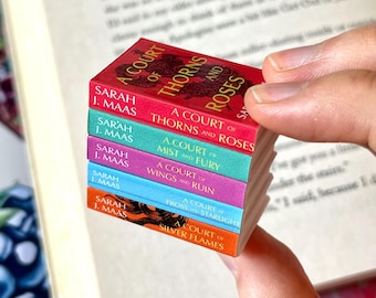 Mini Fantasy Books (set of 5 mini books) | Miniature Tiny Bookshelves Bookish Decor Library Accessories cute acotar sarah j mass fantasy