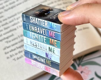 Mini Shatter Me Books (set of 7 mini books) | Miniature Tiny Bookshelves Quality Bookish Decor Library Accessories cute