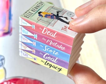 Mini Off Campus Books (set of 5 mini books) | Miniature Tiny Bookshelves sports Bookish Decor Library Accessories cute the deal romance