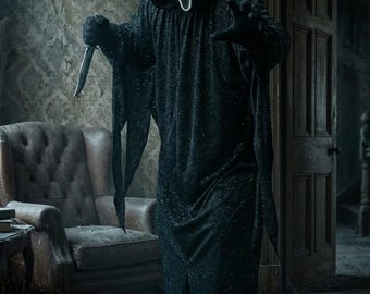 Set composto da tunica e maschera scintillanti di Ghostface – Costume cosplay del film Scream.