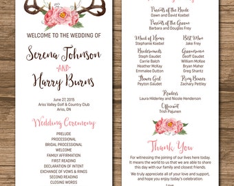 wedding program ceremony order order of events etsy