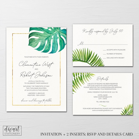 Wedding Invitation Suite Destination Wedding Invitation Etsy