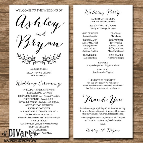 Ceremony Wedding Program Kahre Rsd7 Org